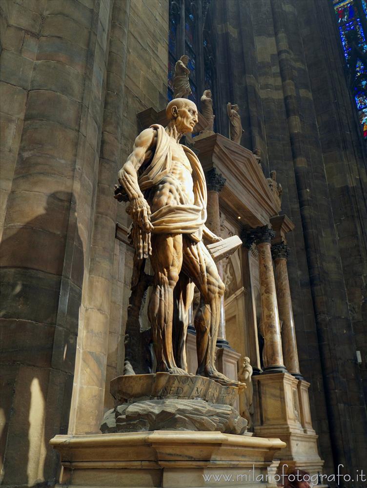 Milan (Italy) - Statue of skinned St. Bartholomew in the Cathedral